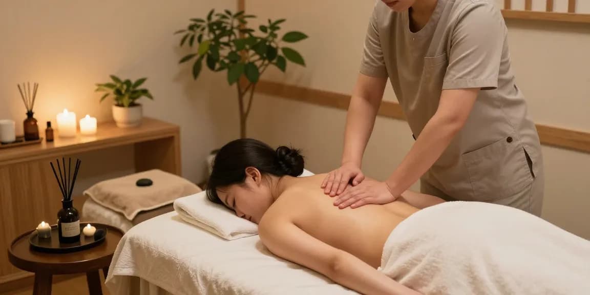 Relaxing scene of 부천출장마사지 therapy in a tranquil spa setting.