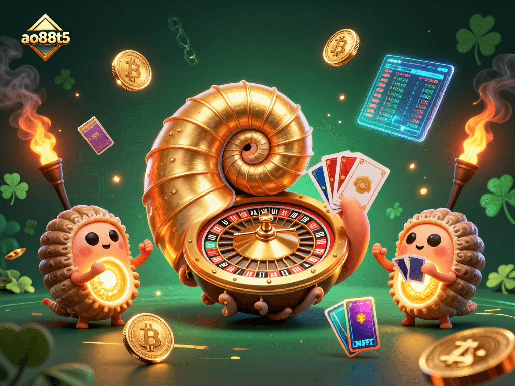 Engage in the exciting world of ao88t5 with ancient nautilus games and glowing cryptocurrency elements.