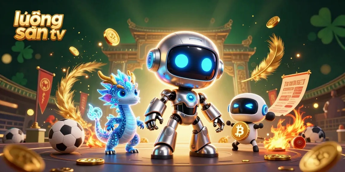 Lương Sơn TV showcases an exciting sports betting scene with futuristic characters and dynamic gambling elements.