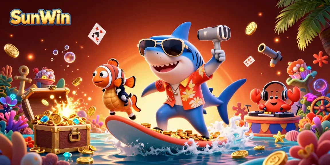 Experience thrilling gaming with SunWin's vibrant underwater casino adventure featuring animated sea creatures.