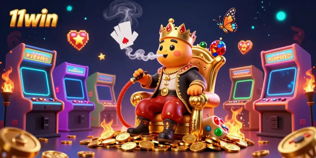 Engage in thrilling gameplay with 11win's dynamic casino adventure scene featuring vibrant elements.