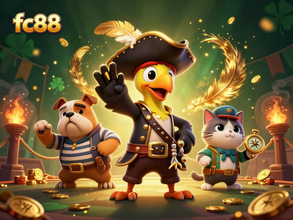 Experience thrilling moments at fc88 with our animated casino adventure featuring vibrant characters and gold coins.