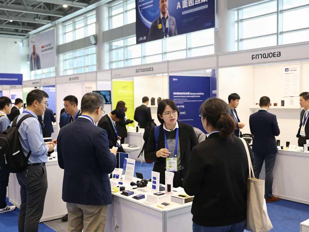 Expositores participating in an engaging conference event showcasing innovative products.