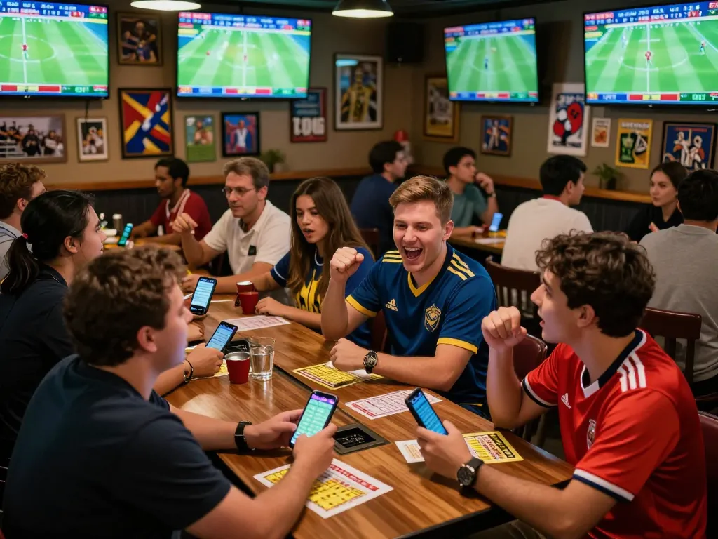 Captivating sports betting atmosphere with enthusiastic patrons engaging with kèo nhà cái 5 odds.