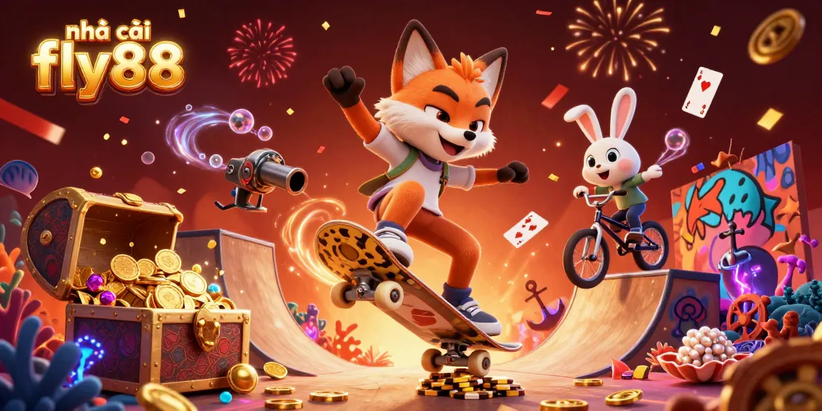 Experience thrilling gameplay at nhà cái fly88 with energetic characters and vibrant casino elements.