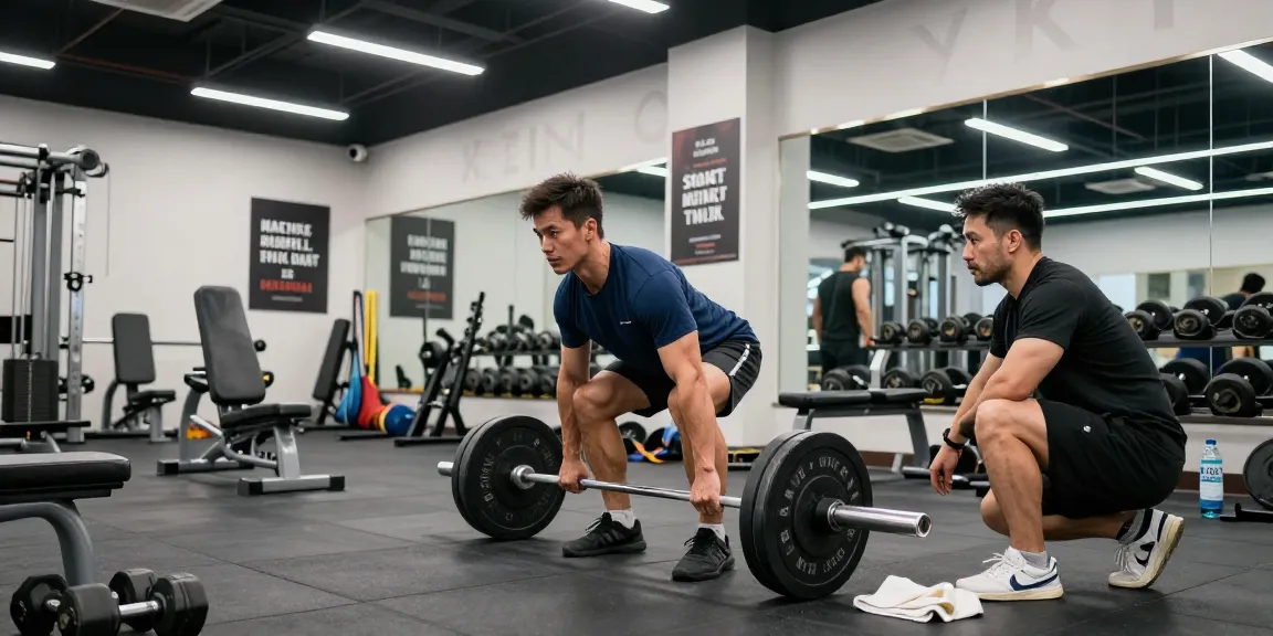 Entrenamiento en Esteroidesshop de un culturista en el gimnasio, mostrando concentración y equipo de fitness.