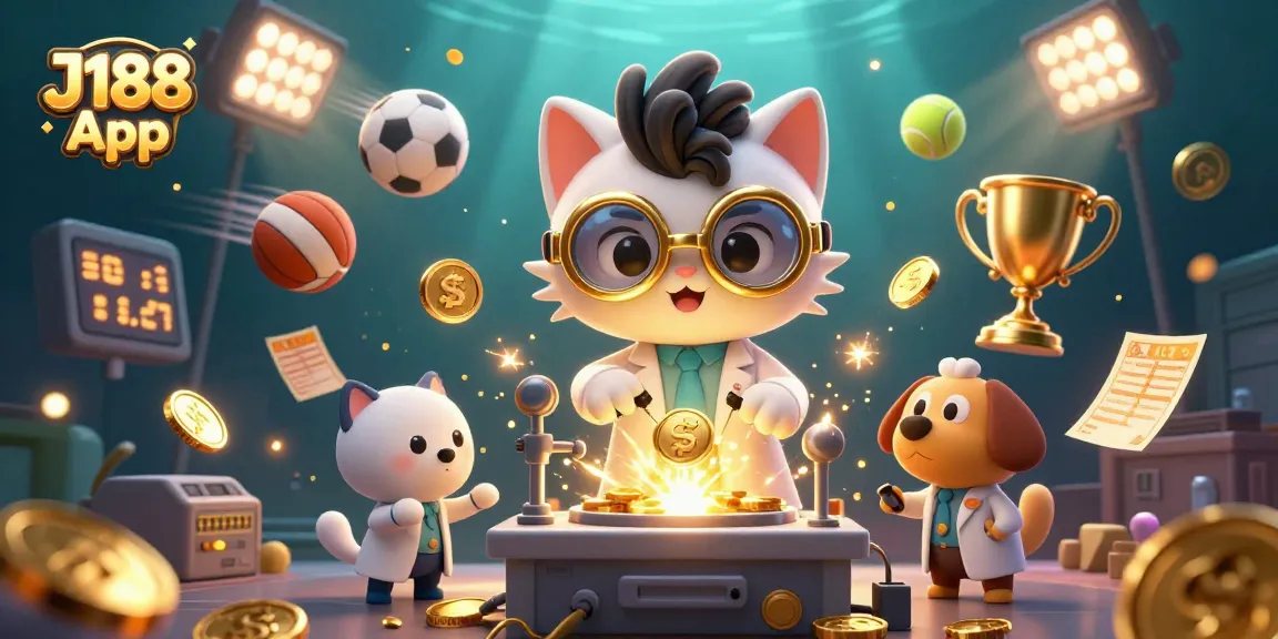 Engage with the J188 App in a vibrant casino scene featuring exciting betting elements and characters.