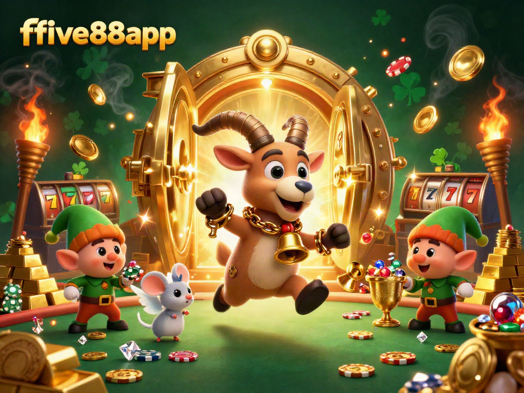 Engage in thrilling gameplay at five88app, featuring a festive casino scene with Krampus and elves.