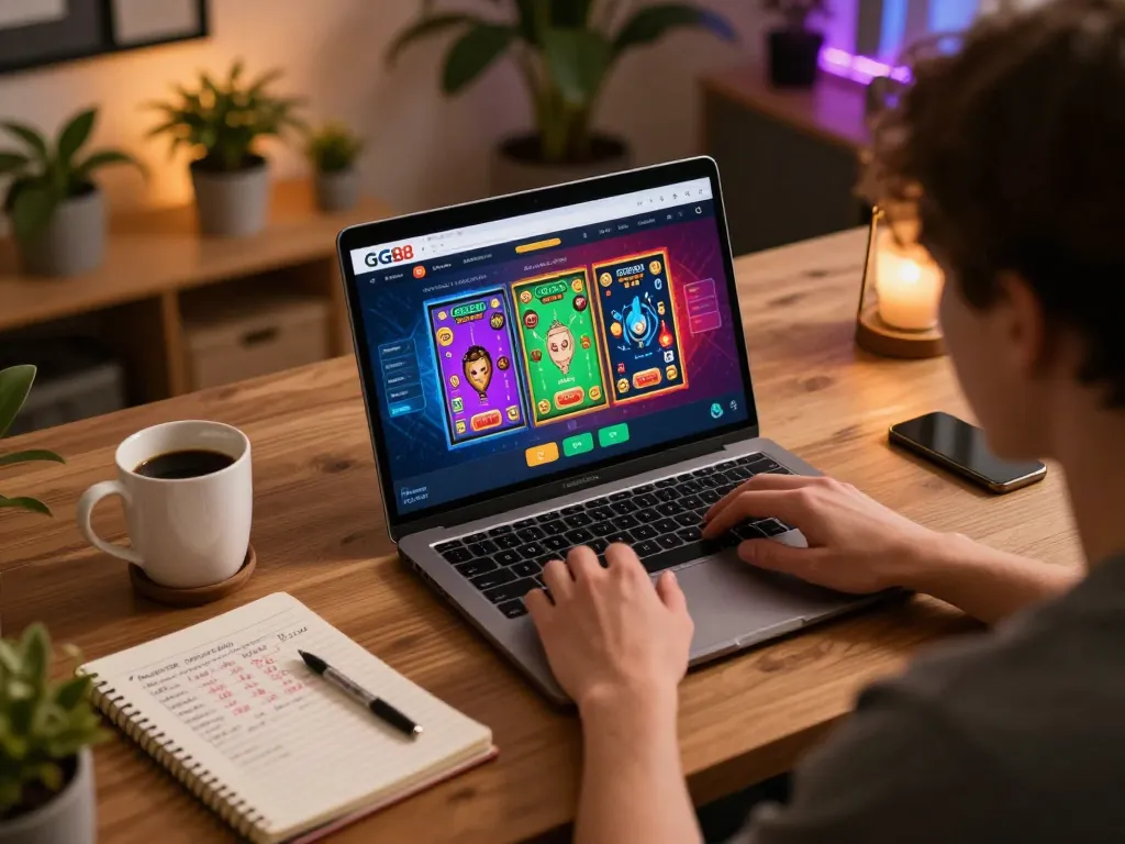 Engaging in đăng nhập gg88 on laptop while reviewing betting strategies at home