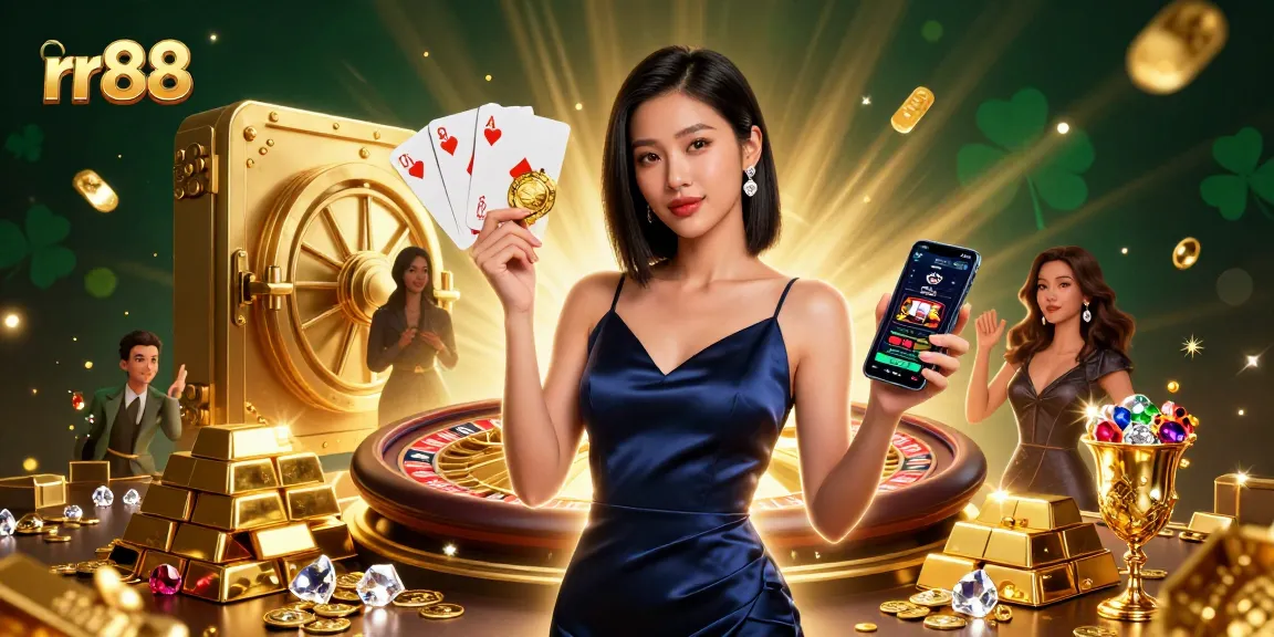 Engage in winning strategies with rr88 at a vibrant online casino showcasing luxury.