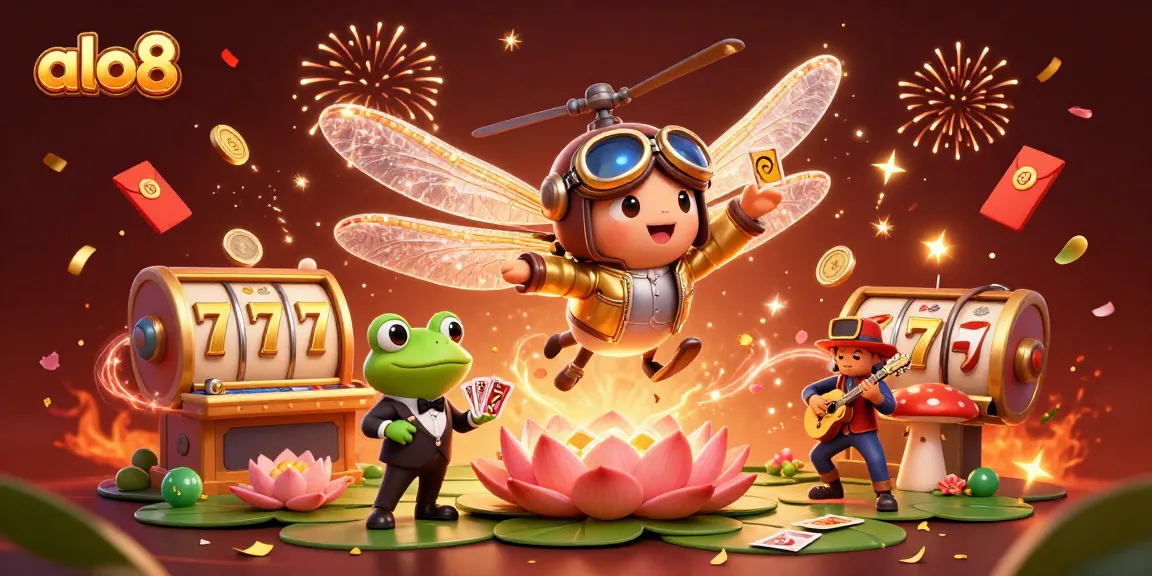 Experience thrilling gaming at alo8 with vibrant casino elements in this imaginative scene.