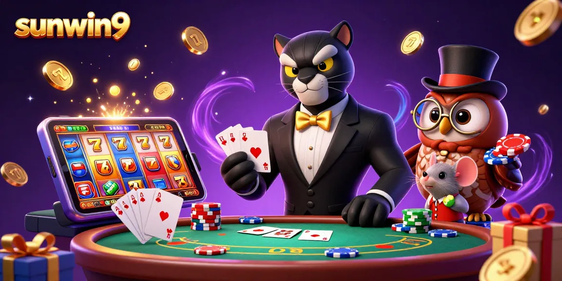 Experience thrilling games with sunwin9 as a panther dealer, an owl with poker chips, and a lucky mouse.