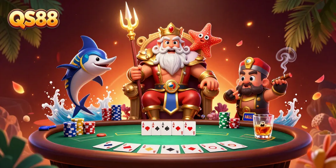 Experience thrilling QS88 poker adventures with Neptune and vibrant game elements!