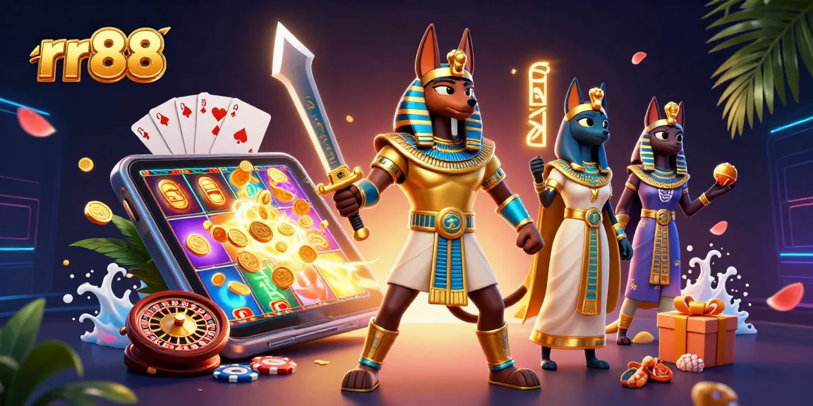 Experience thrilling gameplay with rr88's vibrant slots and ancient warrior theme in this engaging illustration.