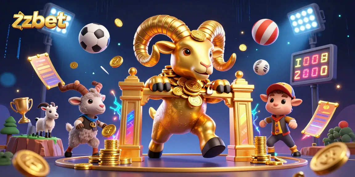 Engage with zbet on an energetic 3D scene featuring golden elements and dynamic sports visuals.