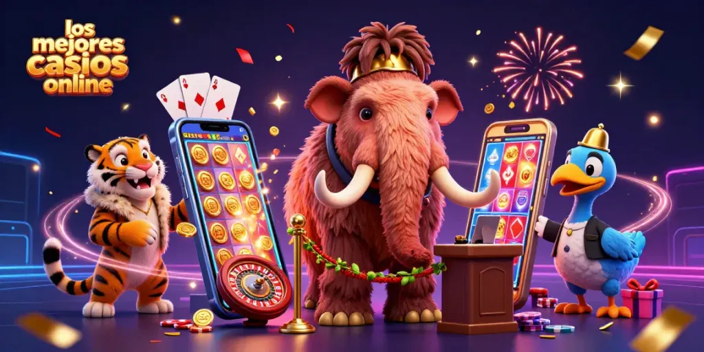 Explora los mejores casinos online presentando un bouncer mammoth, un VIP saber-tooth y un dodo doorman.
