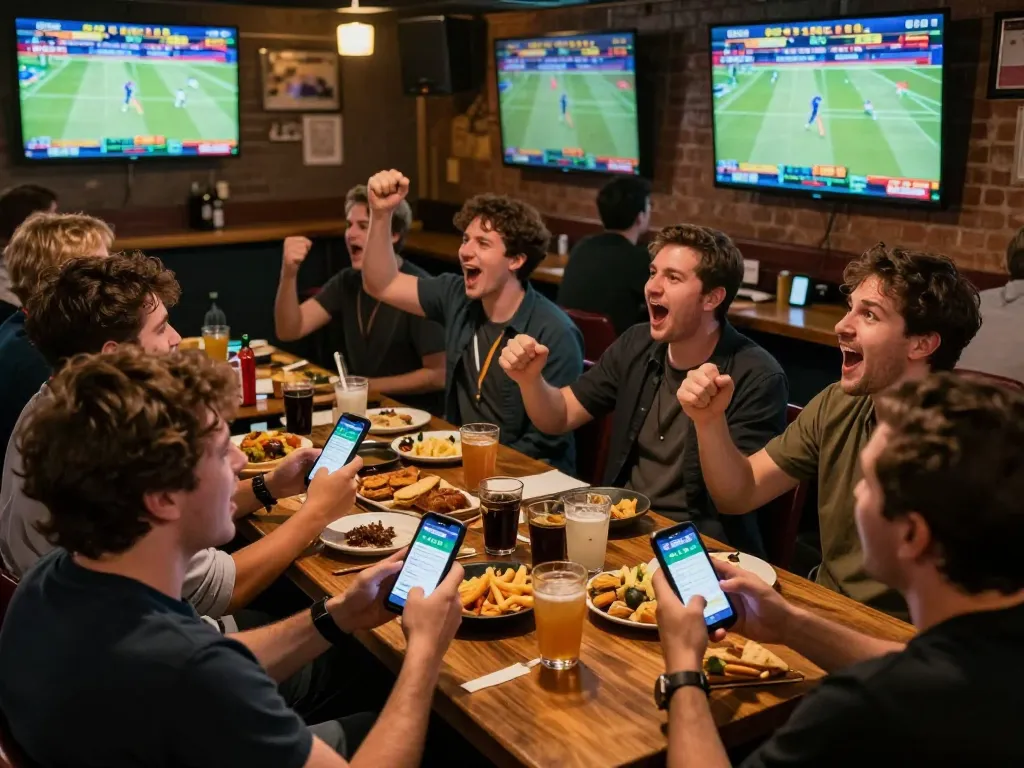 Fans placing bets on the qq88 app while enjoying live sports, excitement fills the air.
