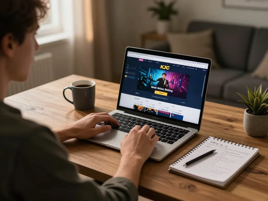 KJC player strategizing for online bets during a warm home gaming session.