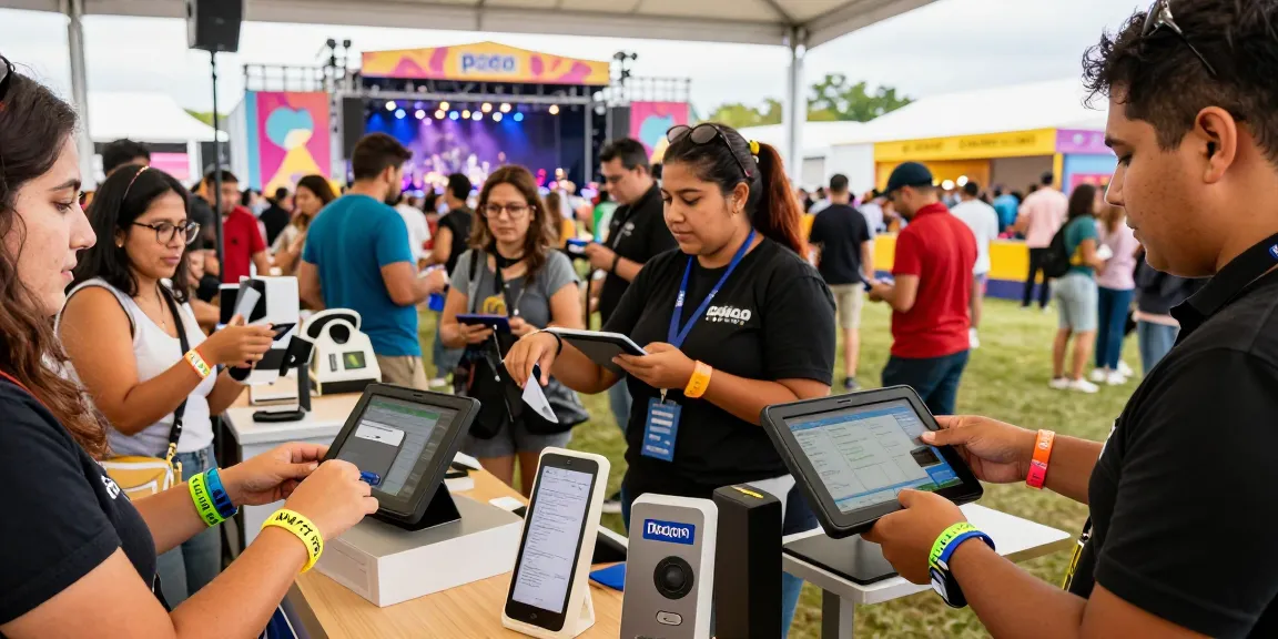 Experience pago cashless en eventos with vibrant festival attendees using NFC wristbands for seamless access and payments.