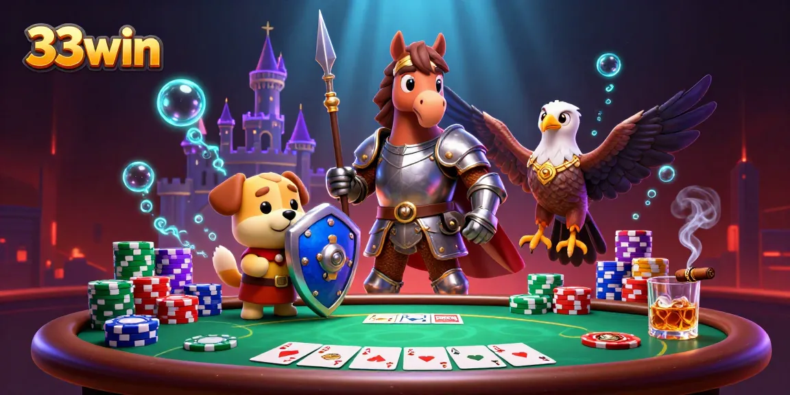 Experience excitement with the 33win poker championship scene featuring vibrant characters and elements.