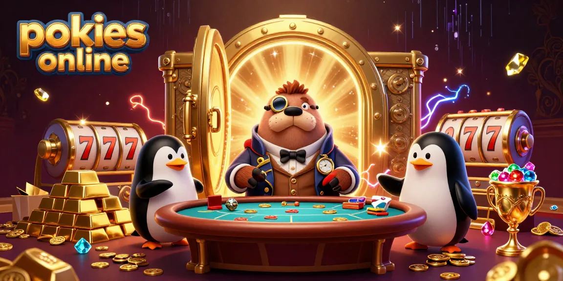 Engage with pokies online in a vibrant underwater casino scene with animated characters.