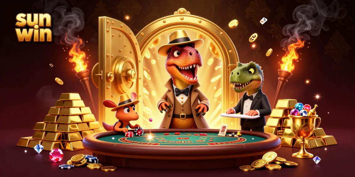 Experience thrilling action with Sun Win as a velociraptor card counter and stegosaurus pit boss at the casino.