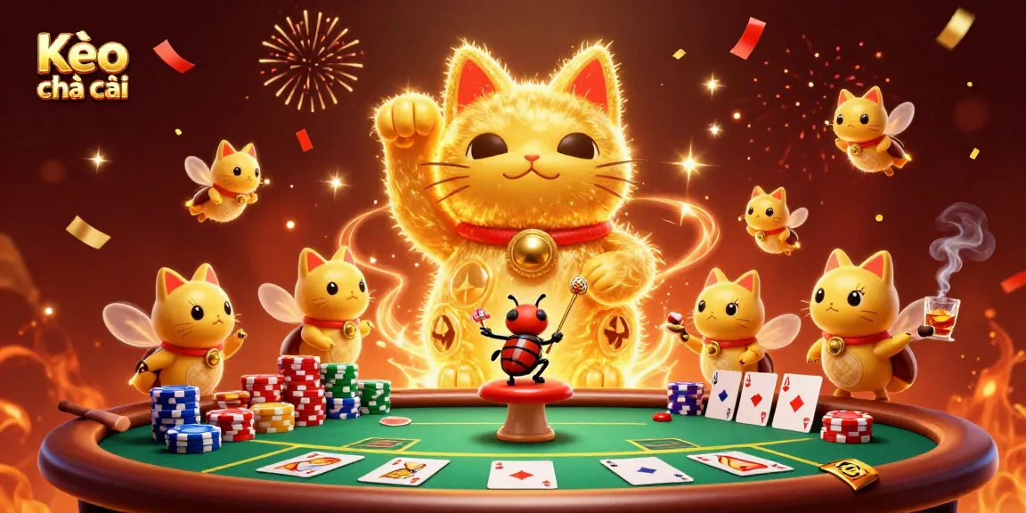 Bettors analyze Kèo nhà cái in an immersive casino scene with festive effects and vibrant energy.