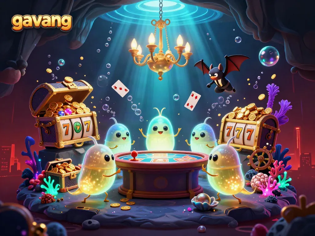 Experience exciting gameplay at Gavang as bioluminescent glowworms illuminate a vibrant cave casino.