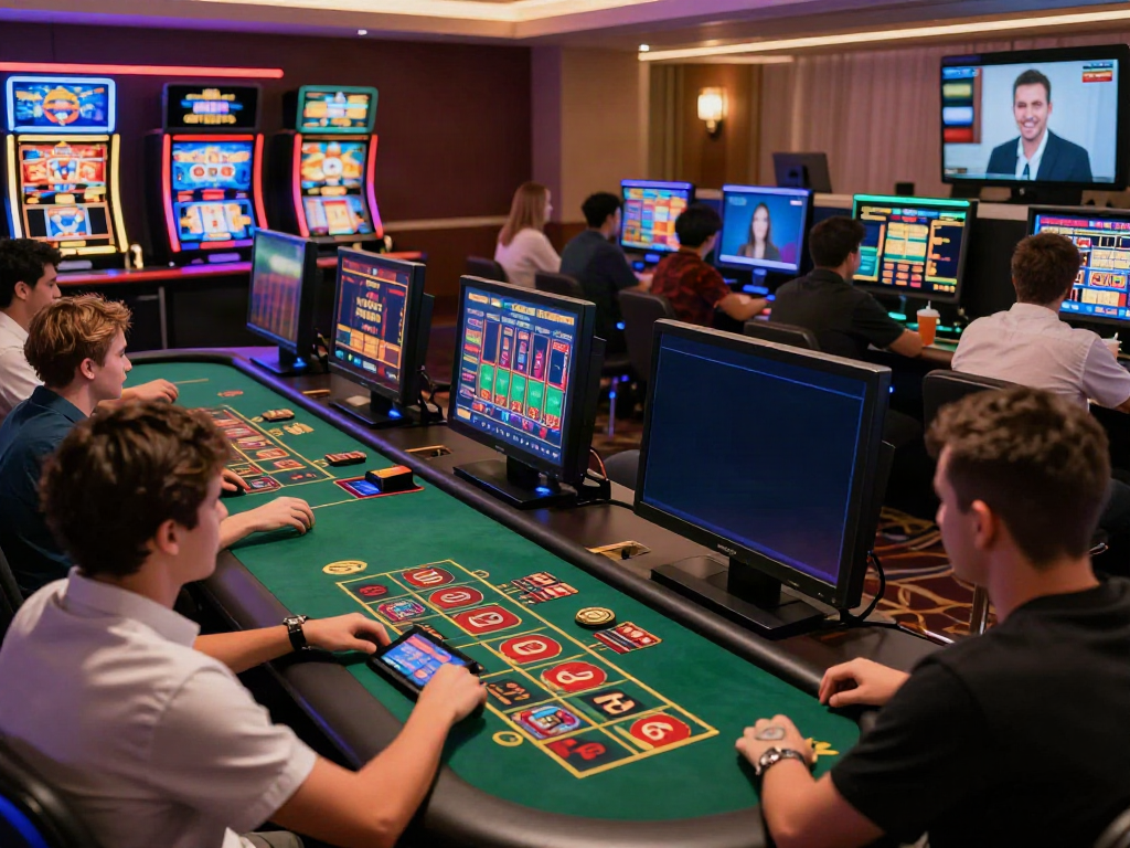 Engaged players enjoying diverse activities at TA88 online casino, including sports betting and live dealer games.