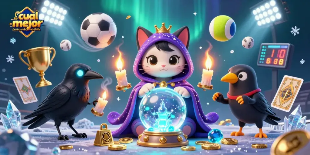 Descubre cuál es el mejor casino online en Chile con un gato místico y un cuervo que dan la bienvenida a los juegos.