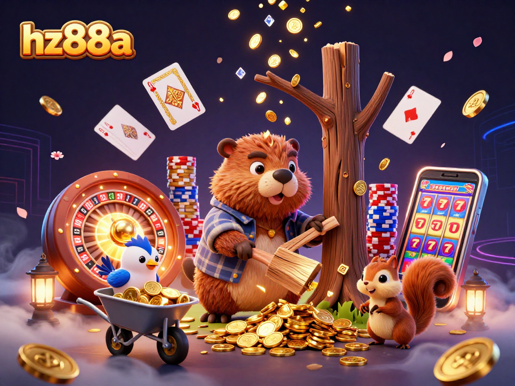 Experience the excitement at hz88a with cartoon characters interacting in a vibrant casino scene.