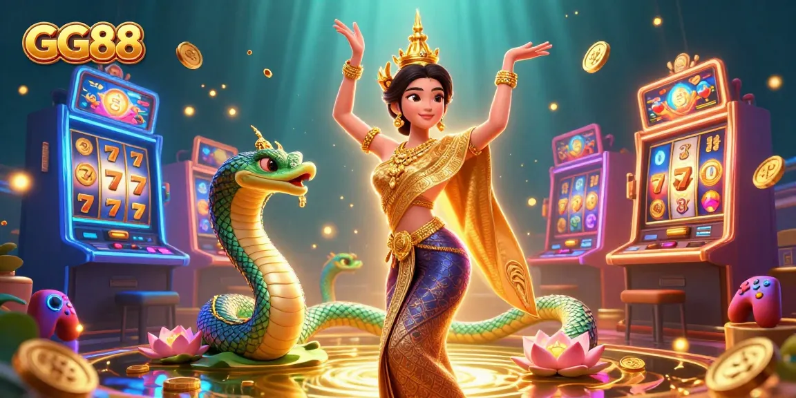 Experience immersive gaming at GG88 with gold-themed slot machines and vibrant visuals.