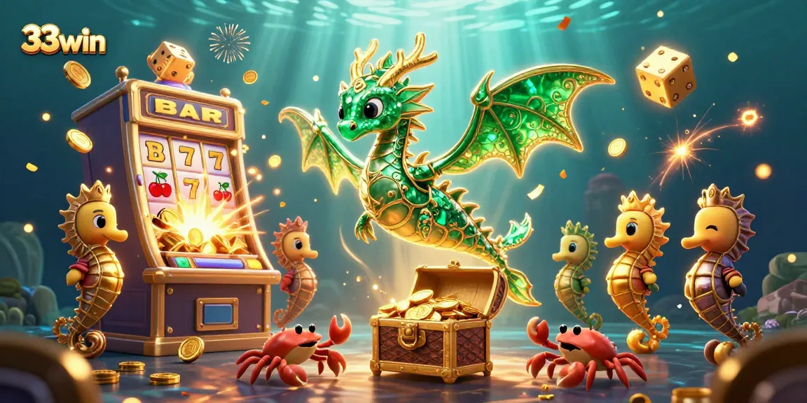 Experience thrilling gaming adventures with 33win's dynamic slot machine and sea characters.
