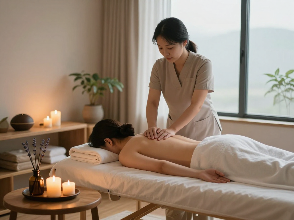 Relaxing therapy session with 안양출장안마 in a peaceful spa environment.
