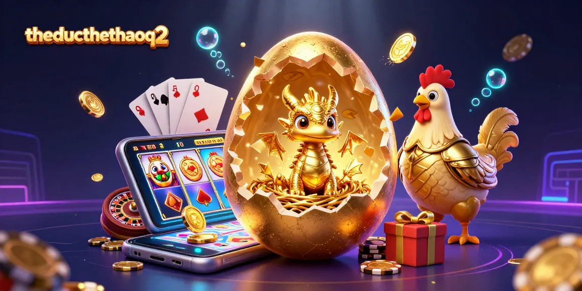 Win big with theducthethaoq2's thrilling golden egg and dragon casino illustration with dynamic gaming elements.