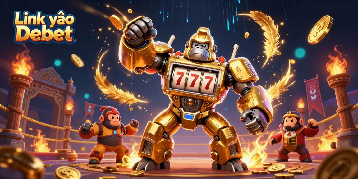 Experience thrilling action with Link vào Debet in this dynamic 3D casino illustration.